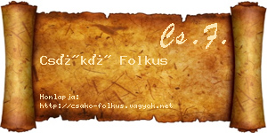 Csákó Folkus névjegykártya